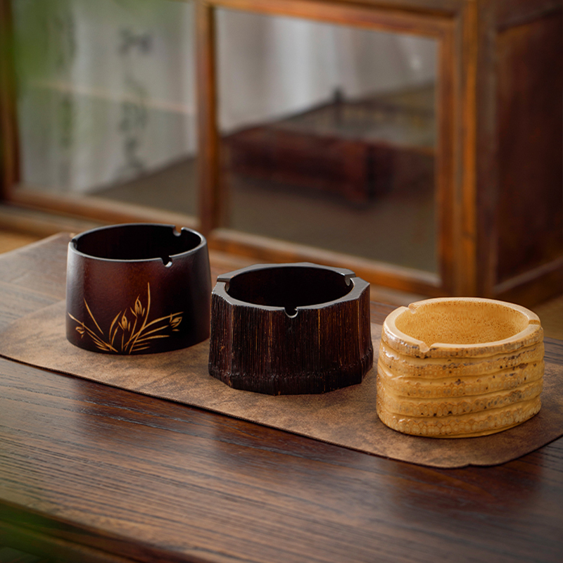 创意楠竹烟灰缸中式个性潮流烟缸