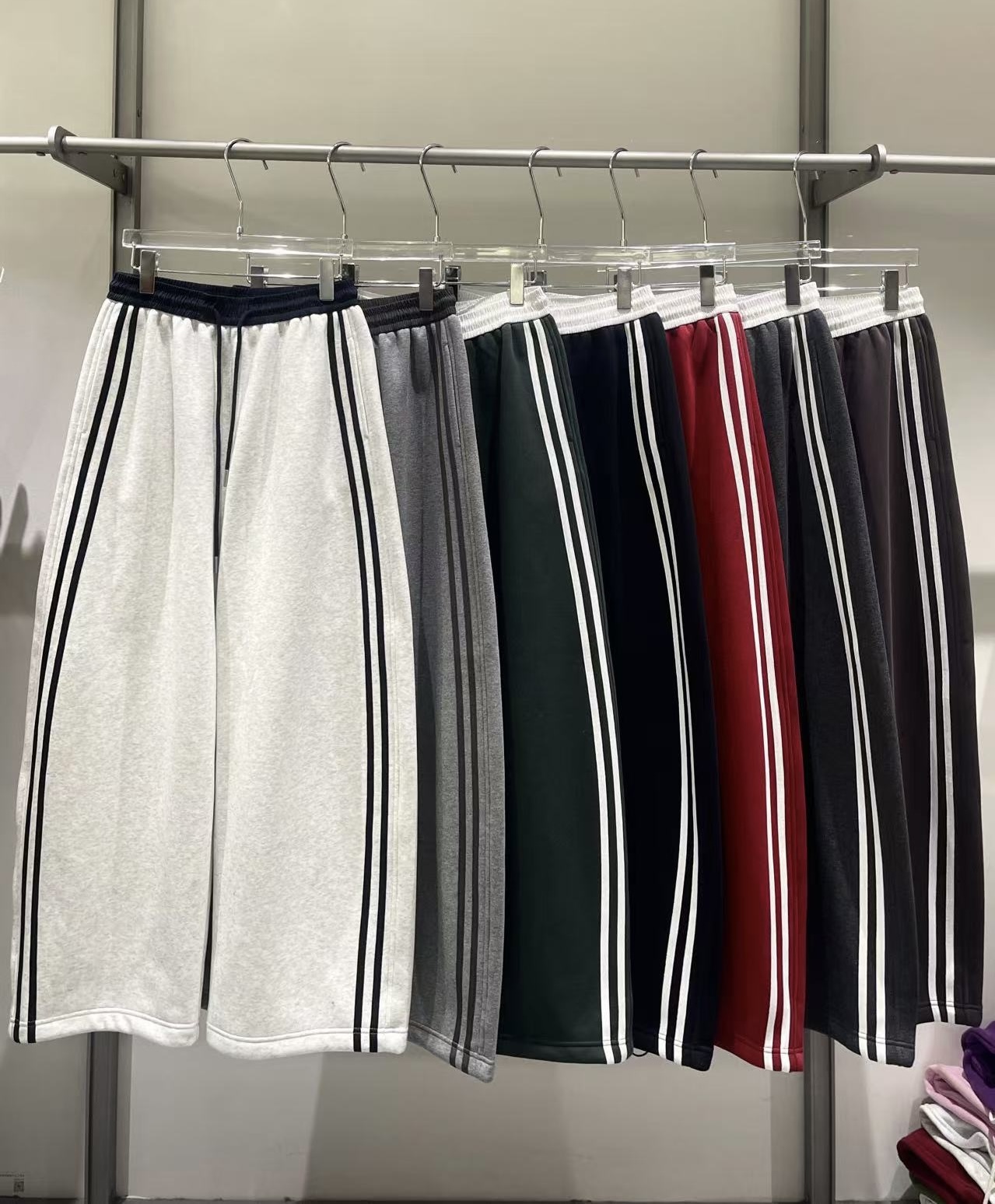 冬季N9新品宽松加绒高腰百搭弯刀直筒阔腿抽绳束脚卫裤女休闲长裤