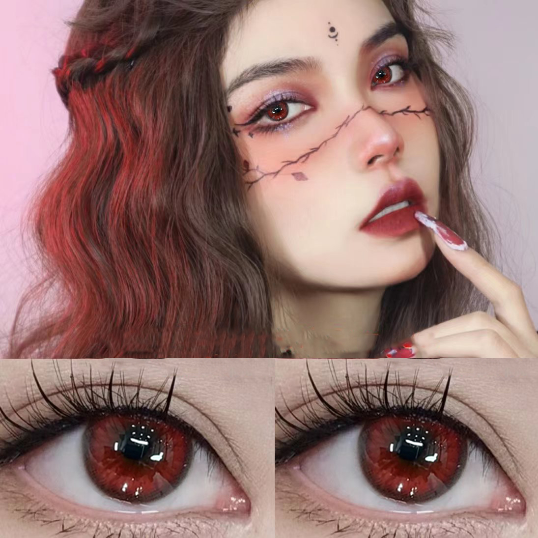 recolook美瞳锦鲤白银莫比乌斯红色混血半年抛cos年抛隐形眼镜3PW