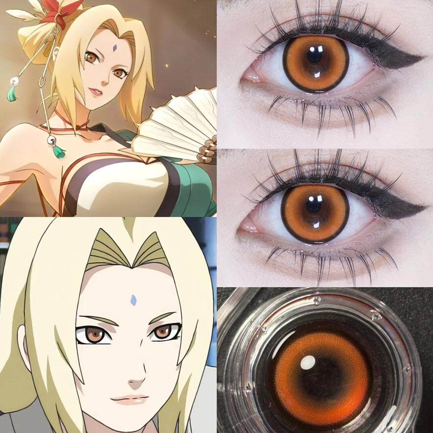 纲手cos美瞳半年火影忍者橘橙色显大直径隐形眼镜枫原橙蜜柑贺ah