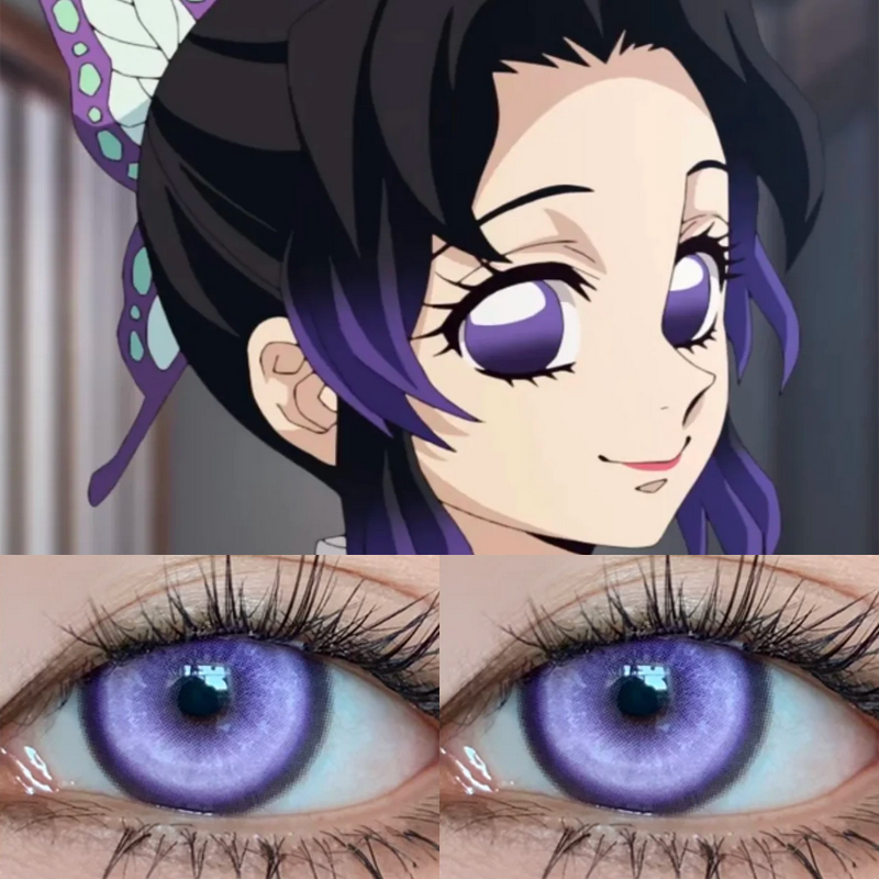 蝴蝶忍cos美瞳鬼灭之刃紫色显色大直径年抛隐形眼镜正品漫展佳AH