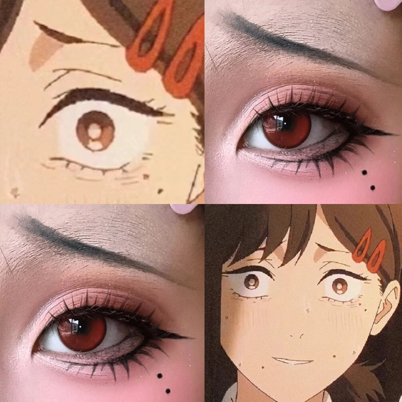 东山小红cos美瞳半年抛红色混血大直径电锯人cosplay隐形眼镜APW