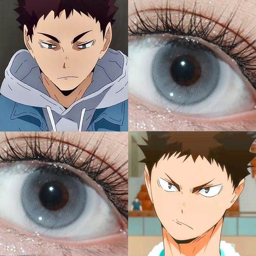 岩泉一cos美瞳缩瞳灰色半年抛排球少年大直径显色混血隐形眼镜ah