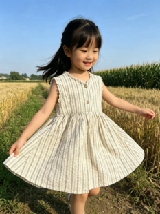 韩版童装女小童条纹连衣裙夏季可爱裙子小女孩洋气公主裙背心裙