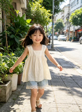 女中童套装2026夏季新款儿童洋气时髦娃娃衫两件套休闲运动套装
