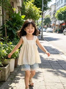 女中童套装2026夏季新款儿童洋气时髦娃娃衫两件套休闲运动套装