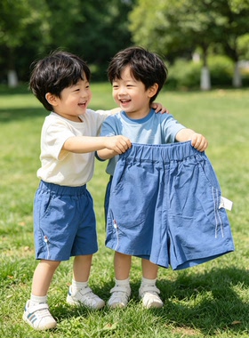 琦瑞德泽男女童儿童运动短裤侧条纹A类婴幼儿裤子2026夏季新款