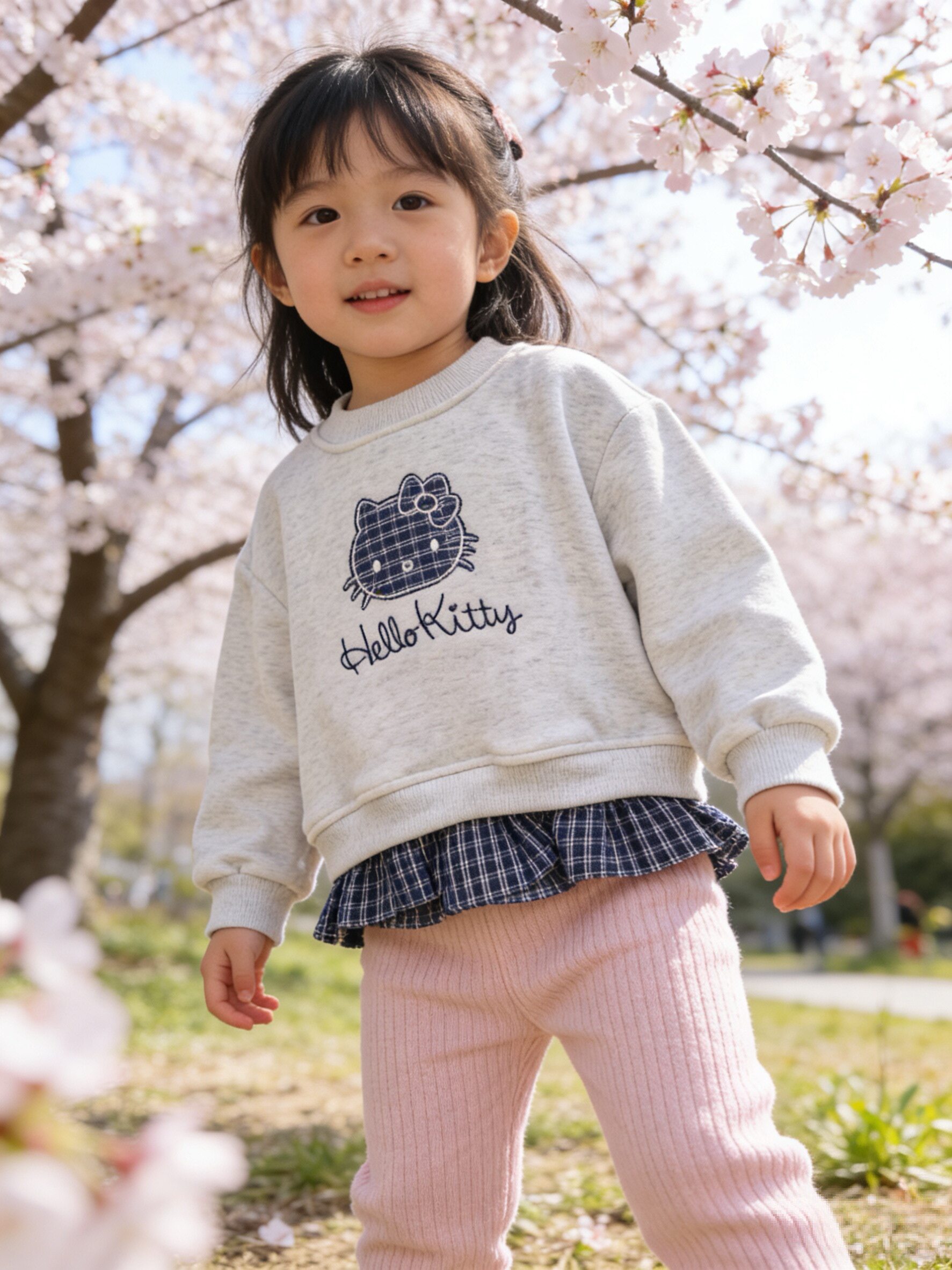 女小童一体绒套头休闲卫衣2026新款春秋可爱花边卡通休闲长袖纯棉
