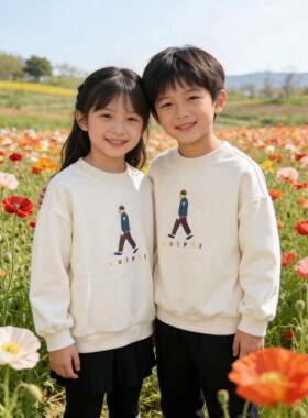 琦瑞德泽儿童装卫衣2026春秋新款男女童洋气上衣中小童圆领套头衫