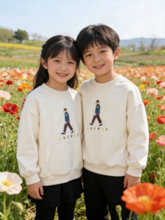 琦瑞德泽儿童装卫衣2026春秋新款男女童洋气上衣中小童圆领套头衫
