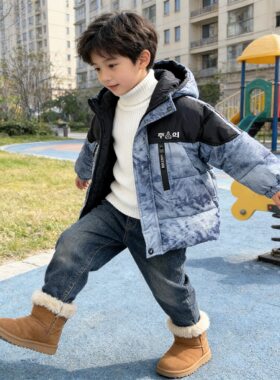 男童冬季2026新款儿童棉服加厚加绒冬装痞帅炸街男宝宝棉衣外套