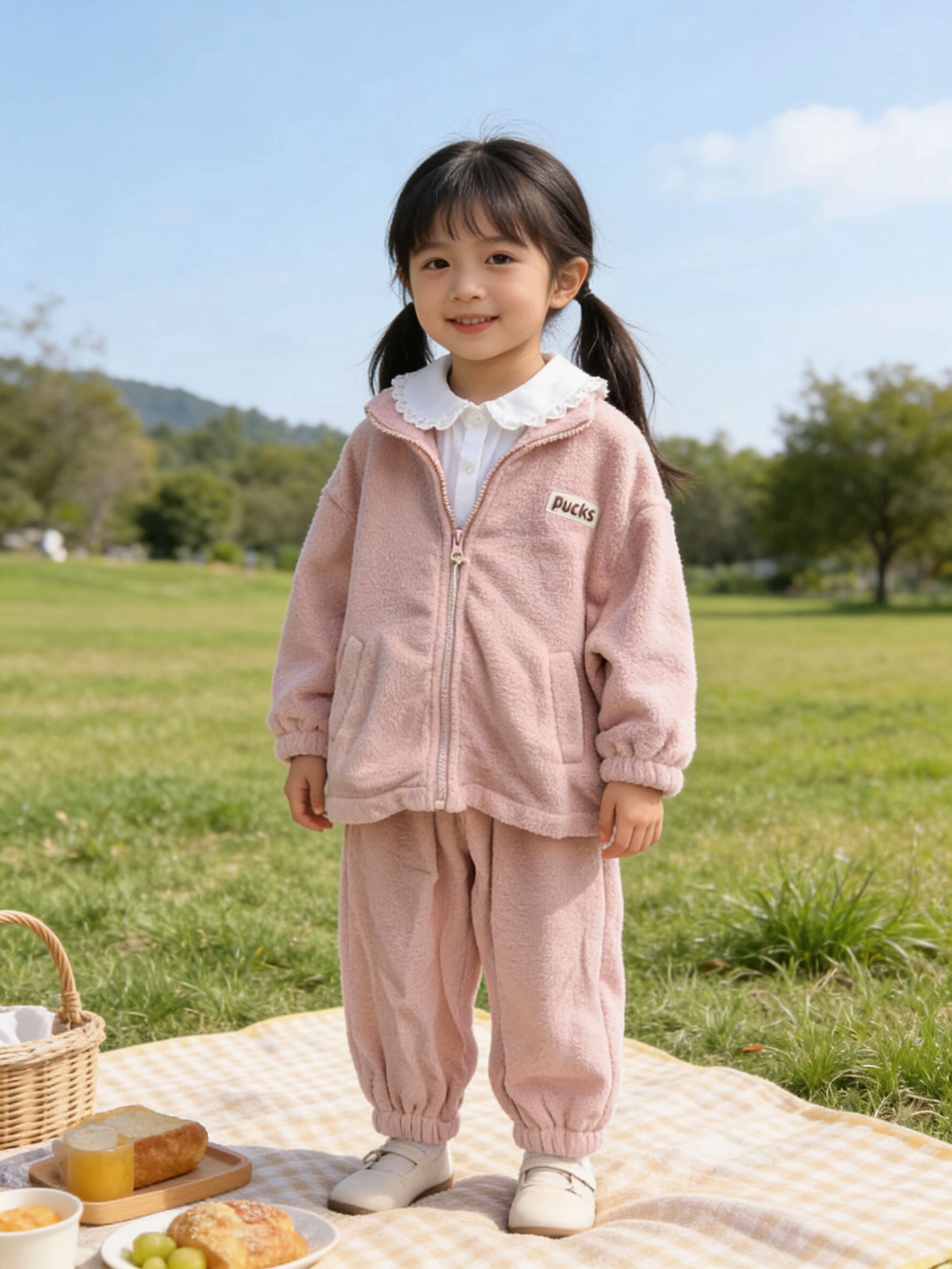 女小童套装2026春秋季新款儿童时尚绒休闲双面珊瑚绒套装