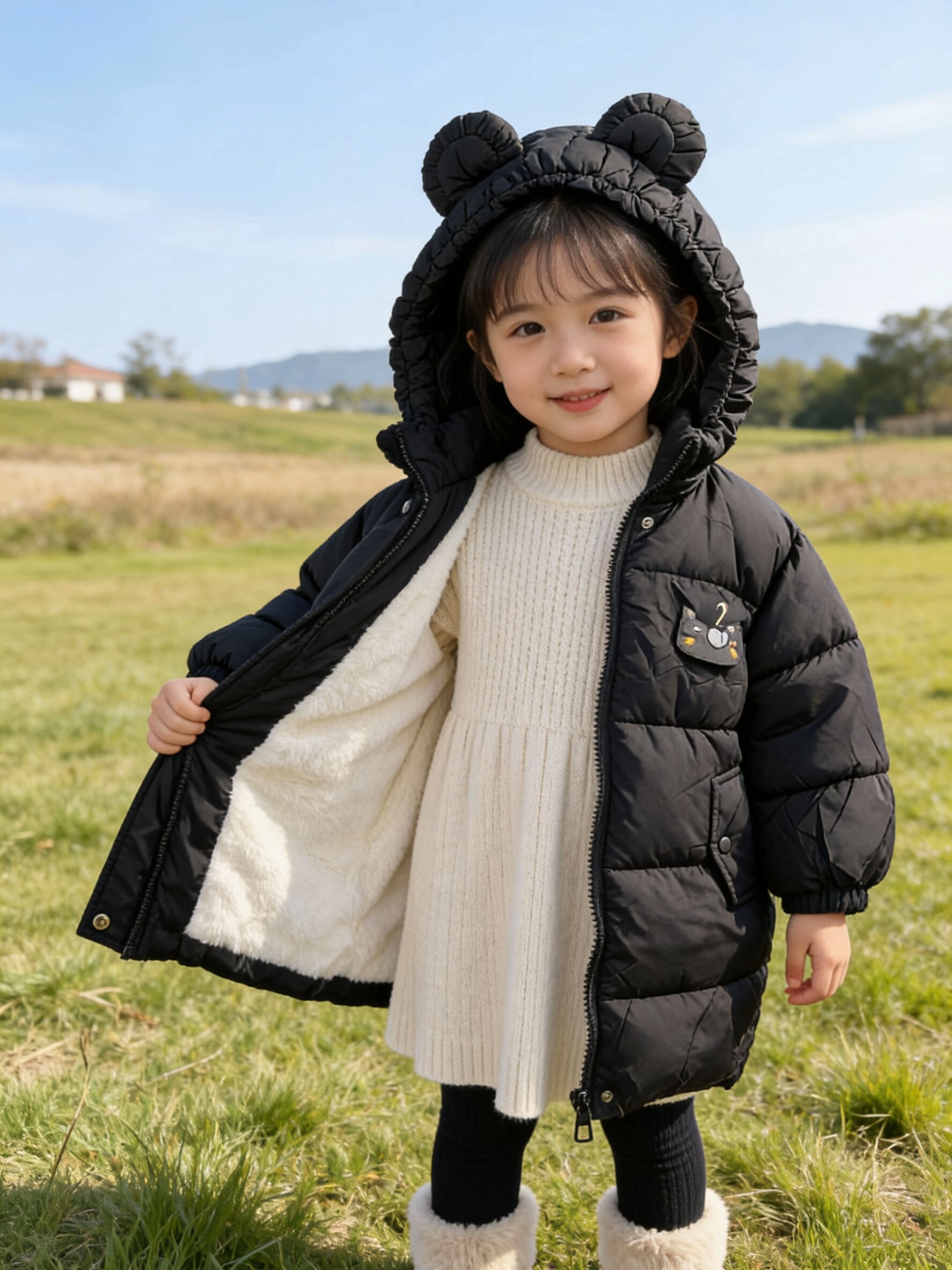 2026新款中长款加厚加绒棉衣棉服儿童小童男女童学生韩版连帽外套