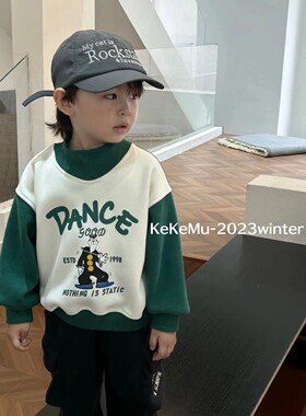 实体同步儿童加绒休闲运动2025新款小童男童女童宝宝奥利绒卫衣