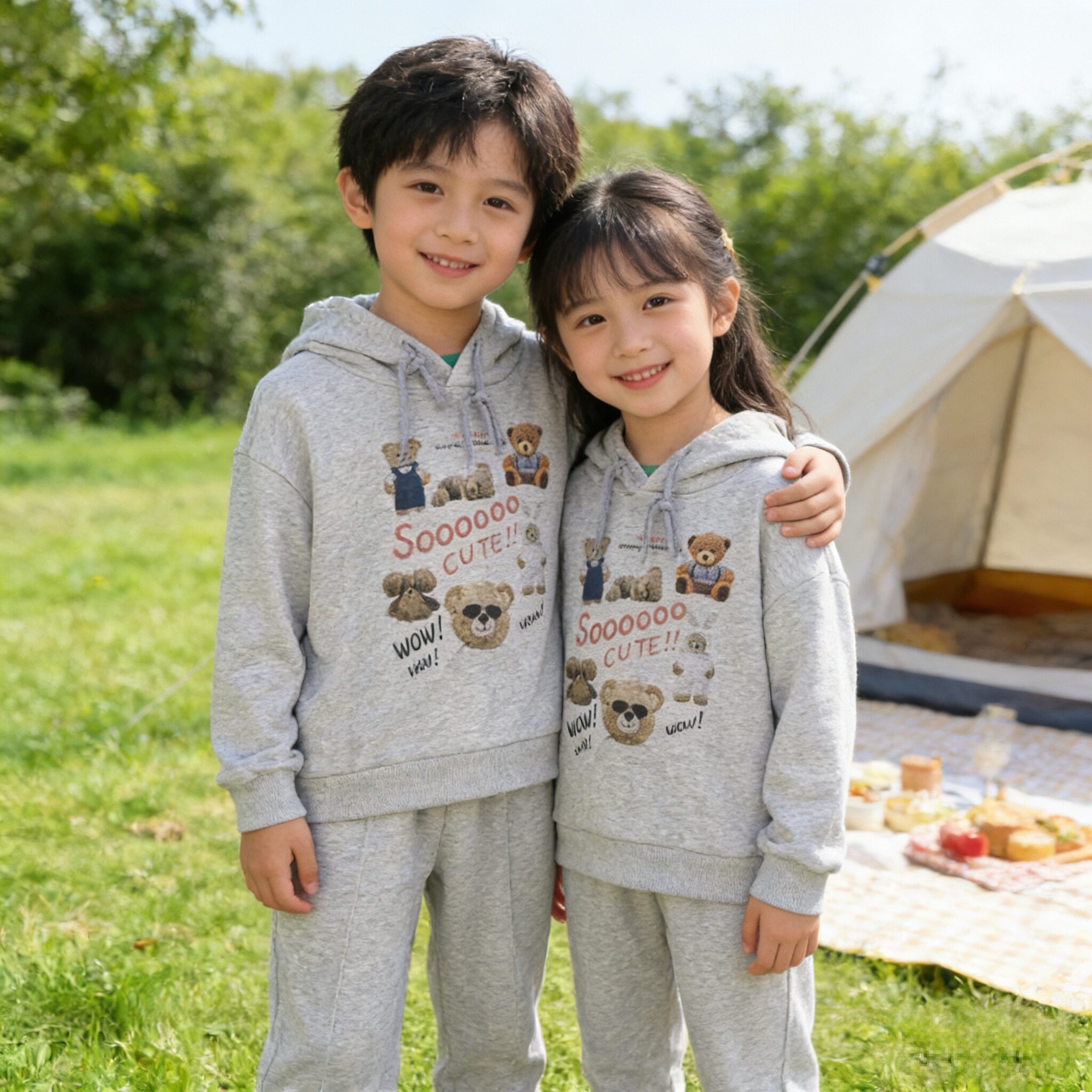 男女小童套装2026春秋款儿童洋气休闲运动服中童女孩宽松两件套