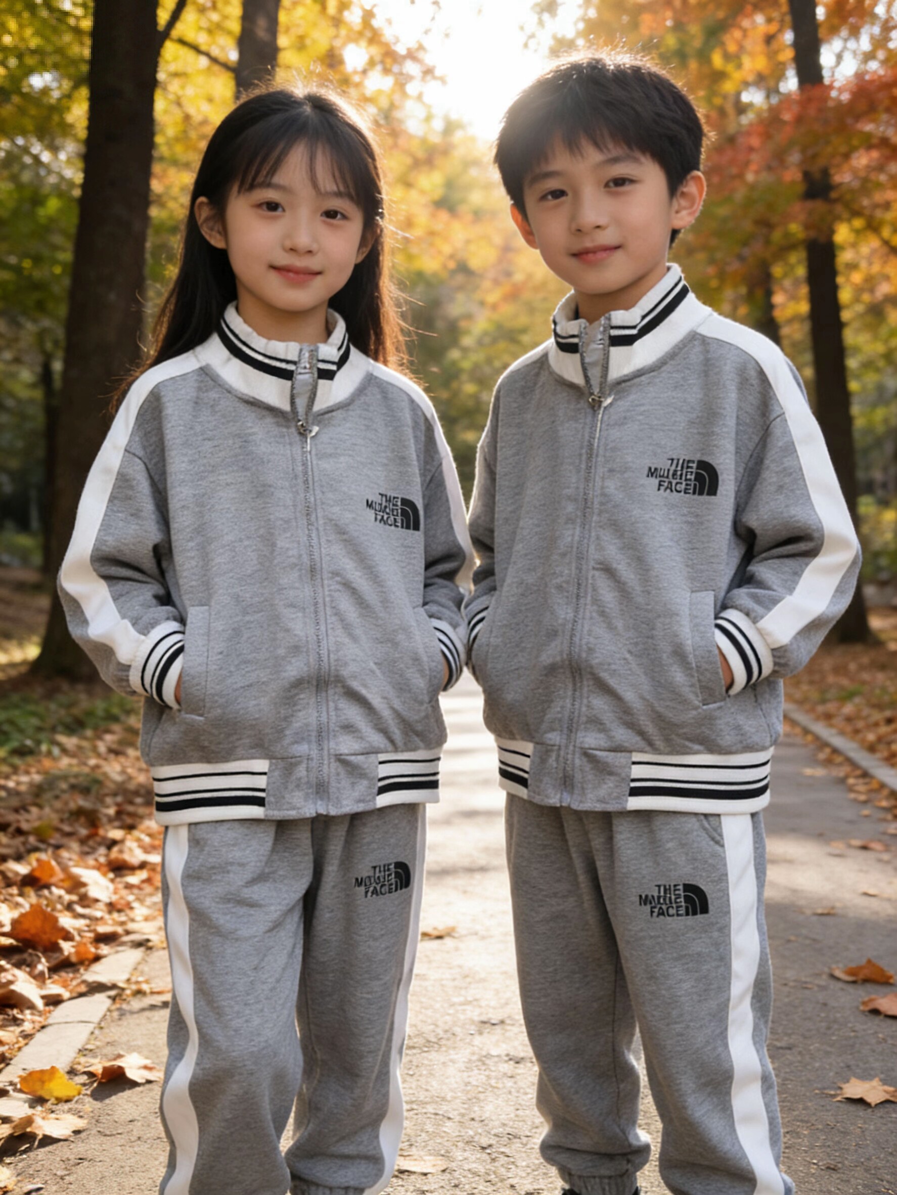 儿童运动套装春秋中大童2026春款童装潮男童女童外套+卫裤两件套