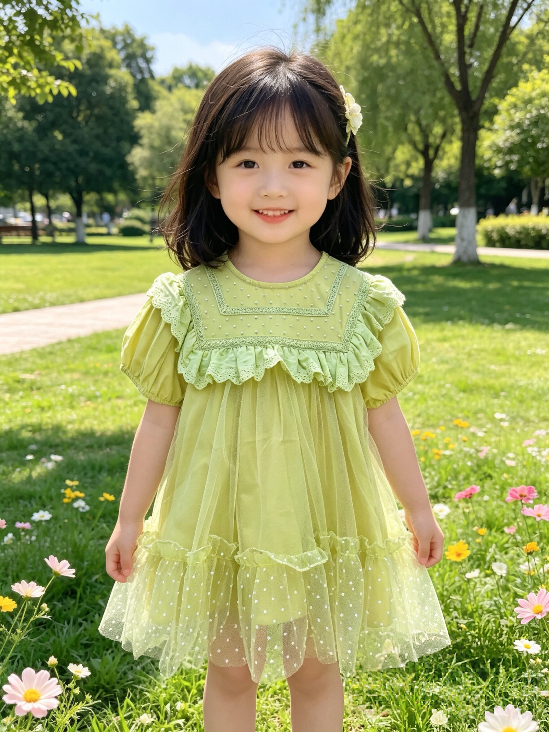 女小童连衣裙网纱裙子儿童公主裙夏季新款童装演出裙纱裙童装