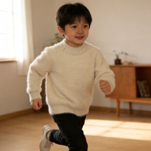 26秋冬韩版加厚圆领休闲宽松针织衫慵懒风保暖套头纯色毛衣中性