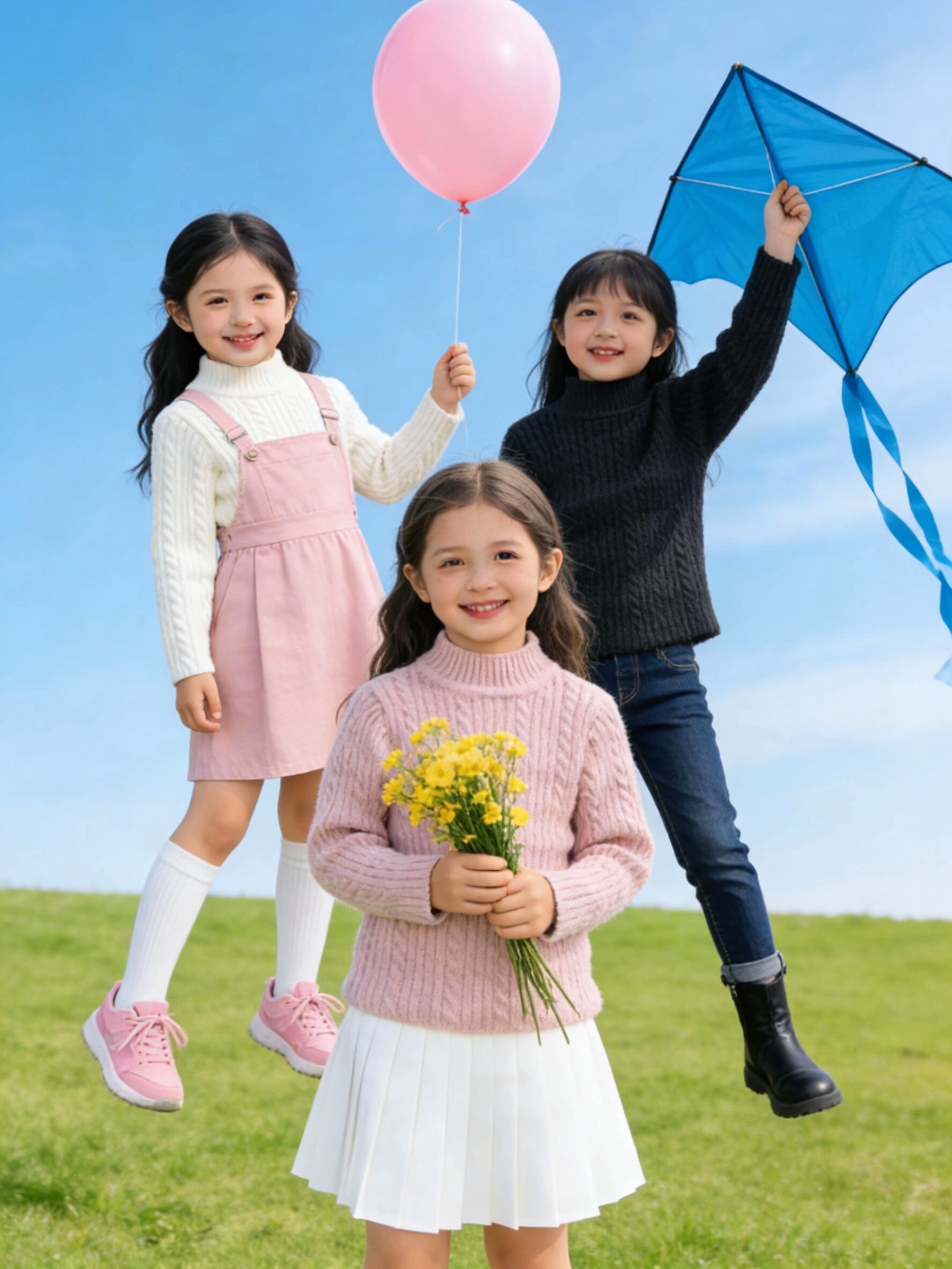 2026春秋冬新款男女中童加厚打底衫儿童圆领毛衣中童春款针织衫