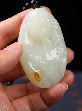 新疆和田玉财神把件羊脂玉手把件