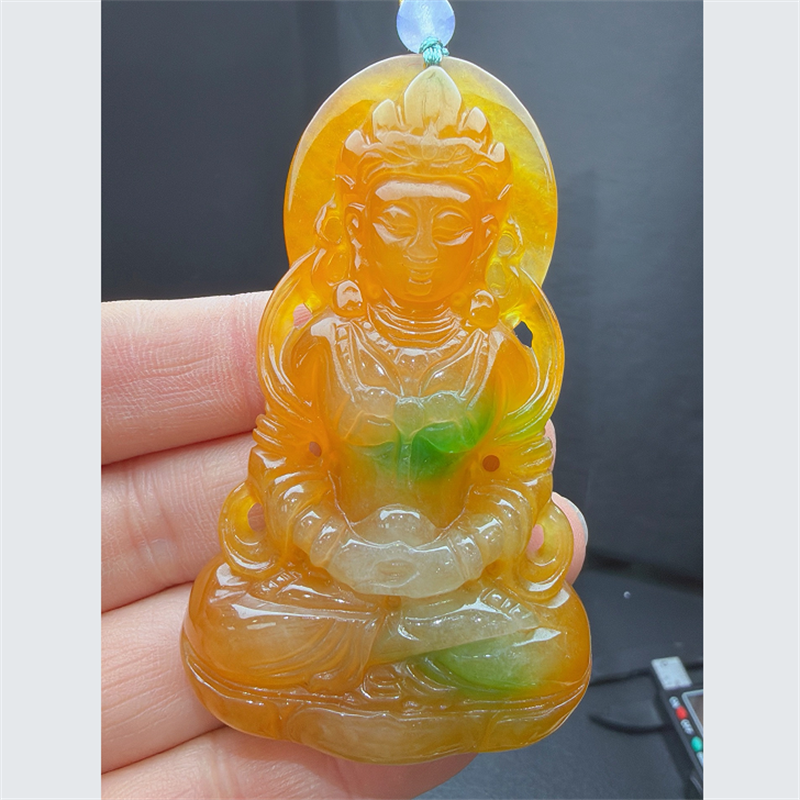 天然翡翠冰种黄翡飘翠度母观音毛衣链手工雕刻男款度母观音像项链,珠宝/钻石/翡翠,颈饰,淘宝优惠券,粉丝福利购,淘宝优惠卷