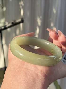 天然和田玉青绿高冰晴水玉石手镯