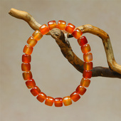 天然玛瑙方形珠百搭手串男女款 橙色高级感直切玉石饰品手链送女友