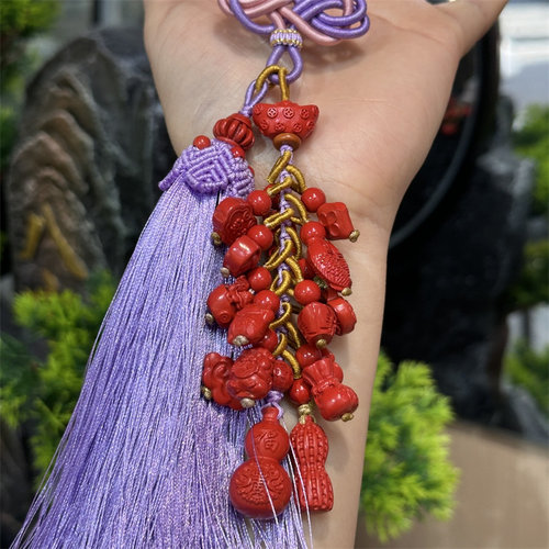 高含量朱砂多宝聚福手工编织挂件