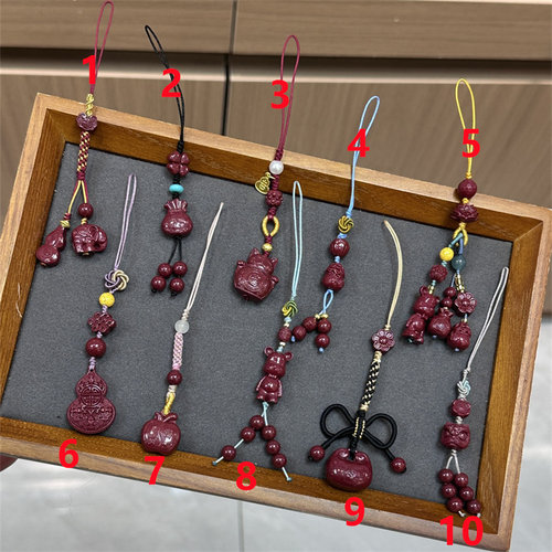 天然朱砂葫芦小熊大象手机链挂件