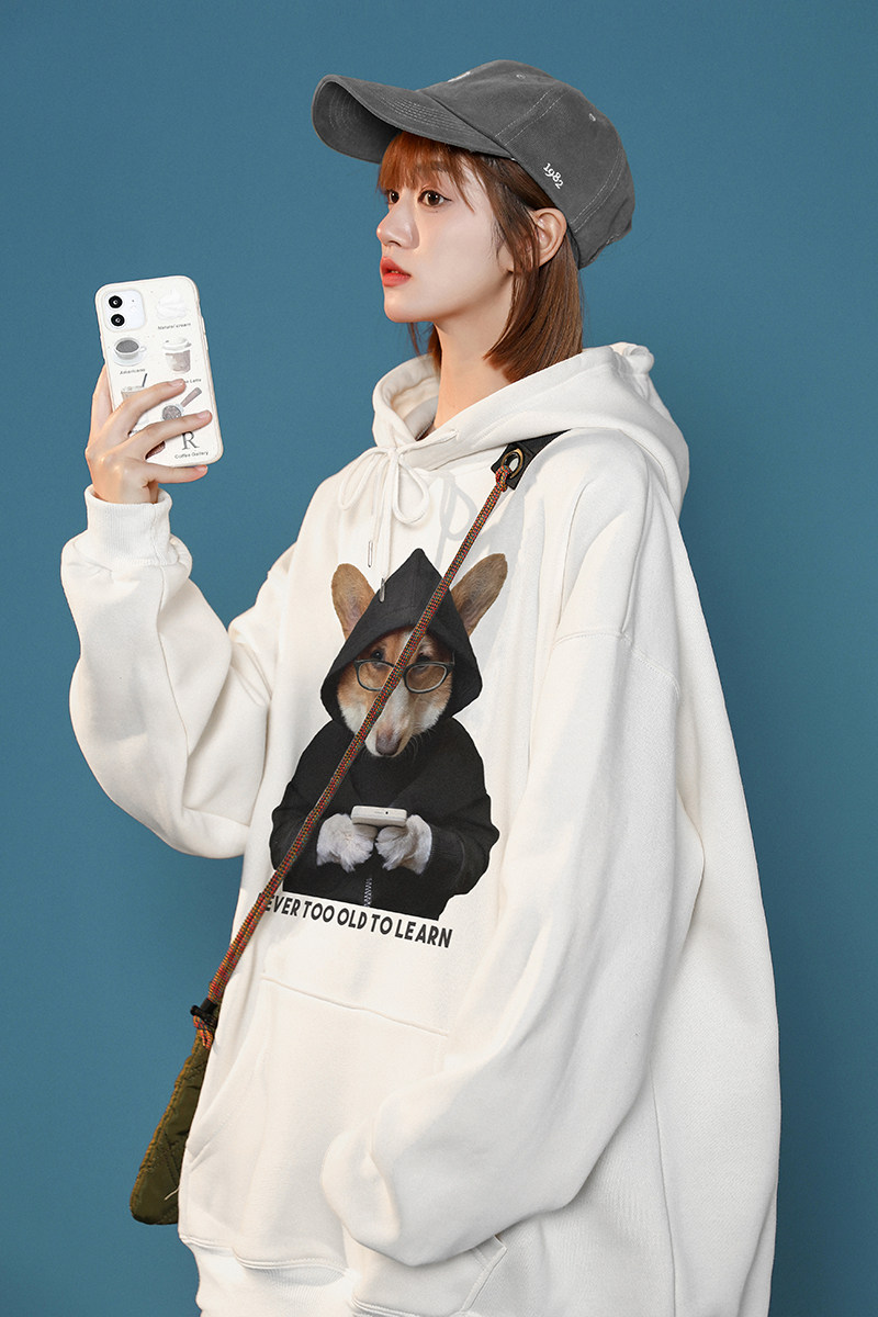 2025秋冬加绒加厚连帽卫衣潮流宽松连帽外套W9911-P40加绒P45,女装短外套,星座414-3