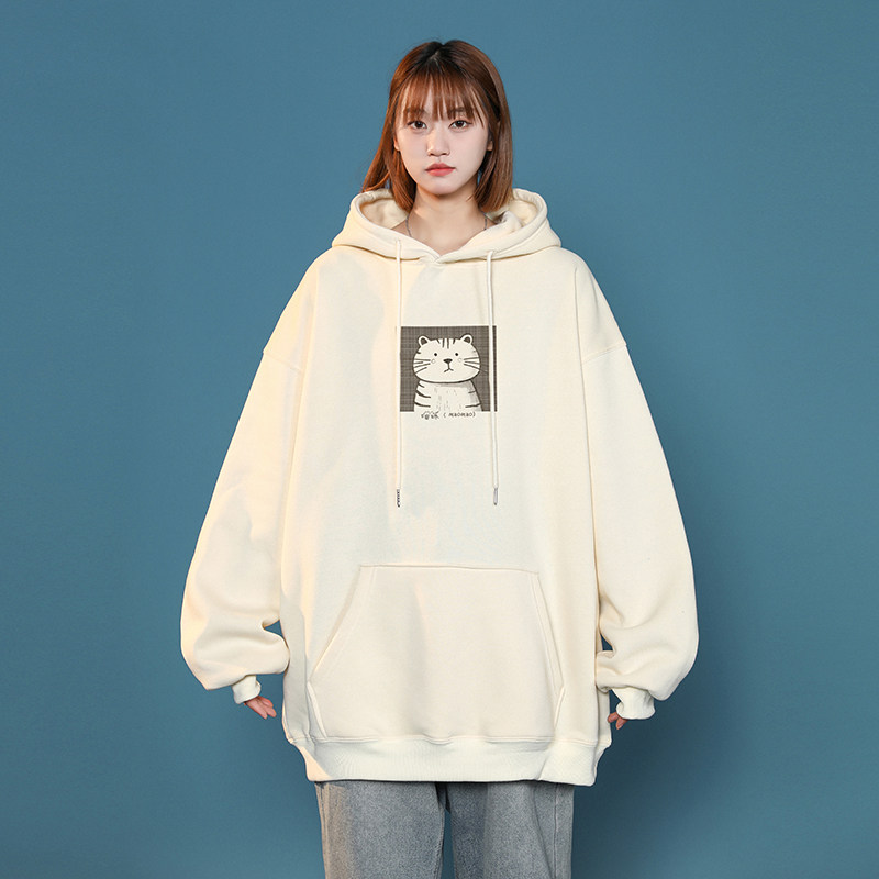 2024秋冬加绒加厚连帽卫衣潮流宽松连帽外套W9905-P40加绒P45,女装短外套,星座414-3