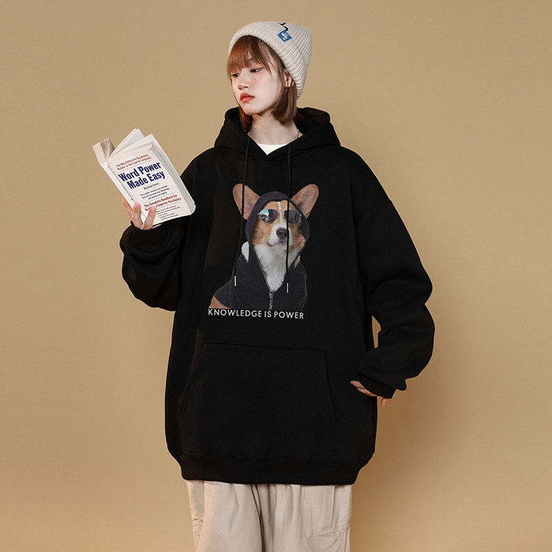 2024秋冬加绒加厚连帽卫衣潮流宽松连帽外套W9910-P40加绒P45,女装短外套,星座414-3