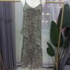 2019 Leopard braces skirt Irregular Lotus leaf The skirt Retro Show thin Chiffon Dress Backing skirt