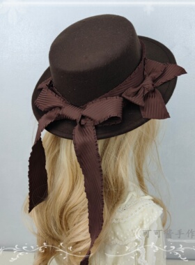 多色可选 秋冬百搭礼帽平顶绒帽复古英伦优雅帽子cla洛丽塔古董帽