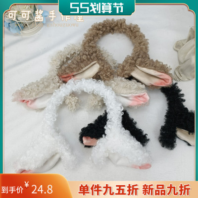 taobao agent Plush handmade ears lolita pink ear ear hoop everyday soft girl Lolita KC hair accessories sell cute artifact