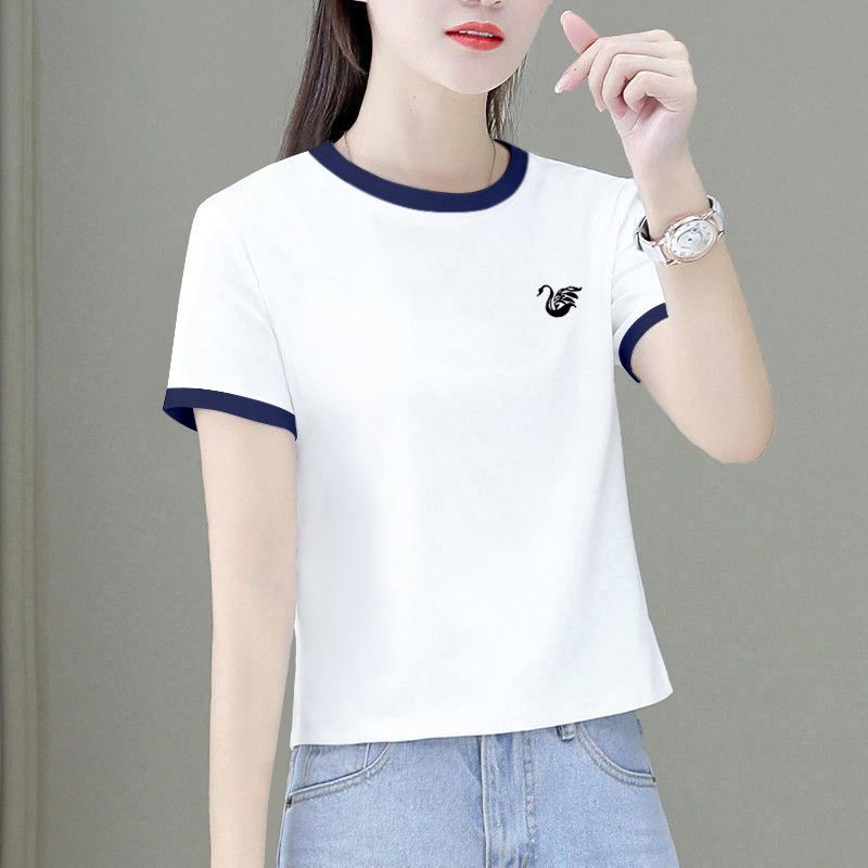 短袖通勤常规印花纯棉女图片