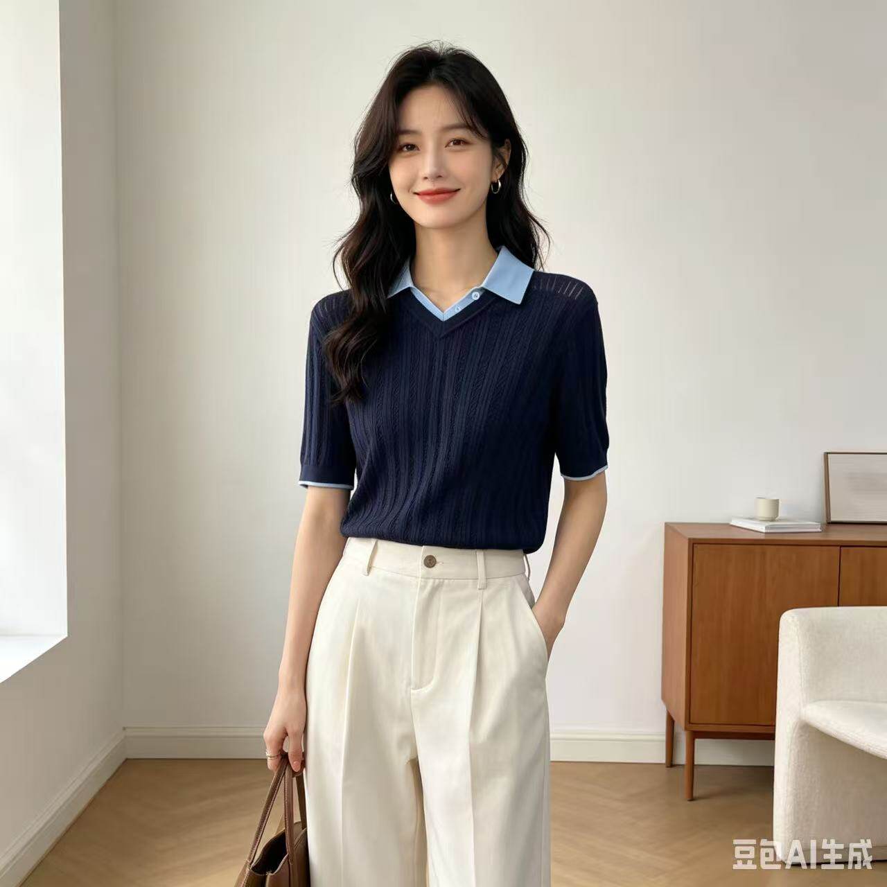 【思思粉丝专享】夏季新款桑蚕丝假两件女式针织衫2092