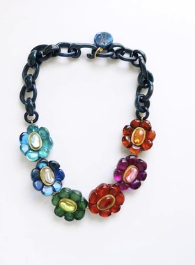 全新25秋冬新款法国多米尼克dominique denaive彩色花朵项链女