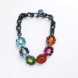 全新25秋冬新款法国多米尼克dominique denaive彩色花朵项链女