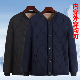 秋冬加厚加绒驼绒棉袄男士加肥大码棉衣棉服外套中老年人爸爸爷爷