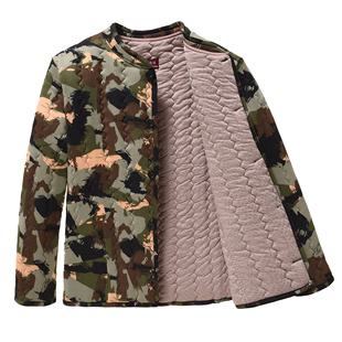 秋冬加厚驼绒迷彩棉袄男加肥大码 保暖外套中老年 棉衣棉服夹棉工装