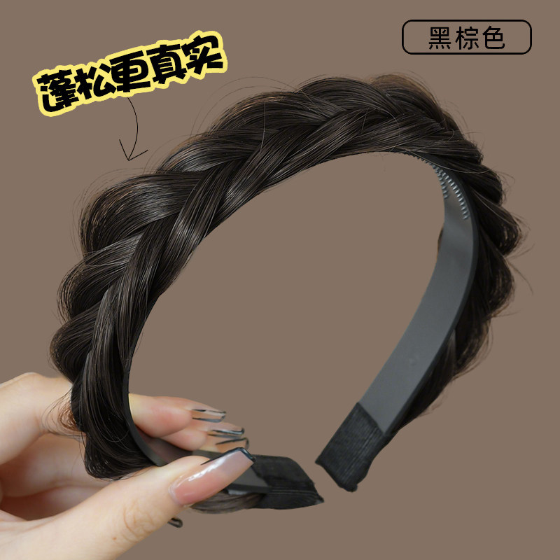 鱼骨辫假发增高颅顶发箍麻花辫子头箍网红编发带防滑盘发神器头饰