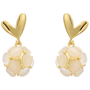 爱心猫眼石耳钉蚊香盘耳夹无耳洞女2024新款球球简约耳环气质耳饰