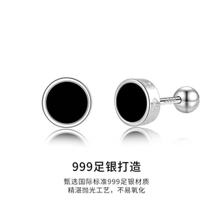 999纯银耳钉男款2025年新款爆款高级感六字真言耳骨钉耳环男耳饰