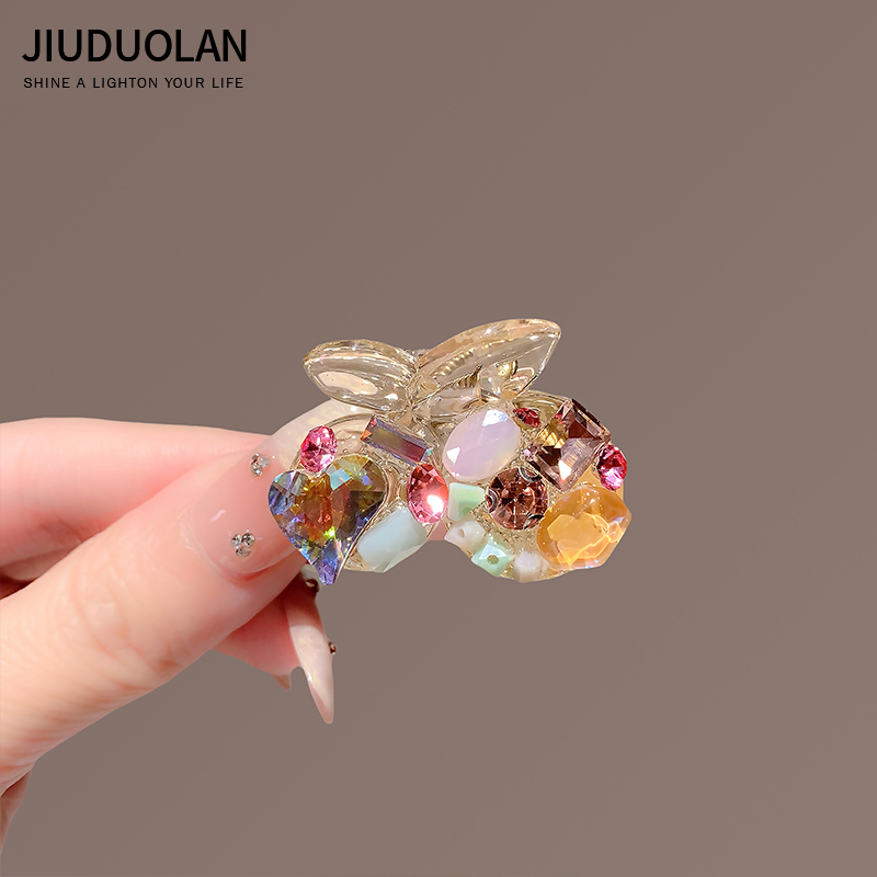 甜美彩钻樱桃透明抓夹头饰女2025新款轻奢前额侧边夹时尚半扎发夹