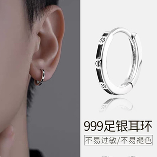 999纯银耳环男潮流小众高级感2025个性素圈小众男生痞帅耳钉耳饰