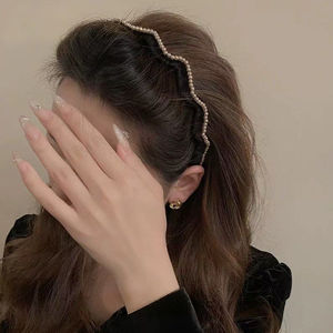 丝绒珍珠波浪发箍女2026新款