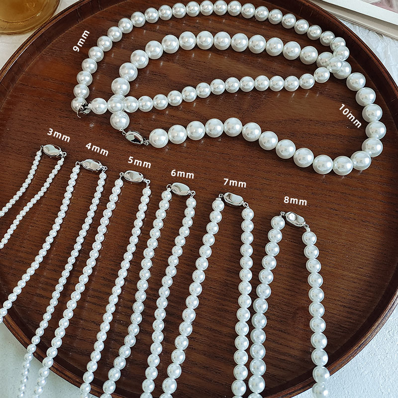 施家珍珠项链女元宝扣子毛衣链