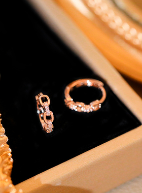 999纯银玫瑰金耳扣猪鼻子耳环女耳圈养耳洞素圈耳饰设计感耳骨钉
