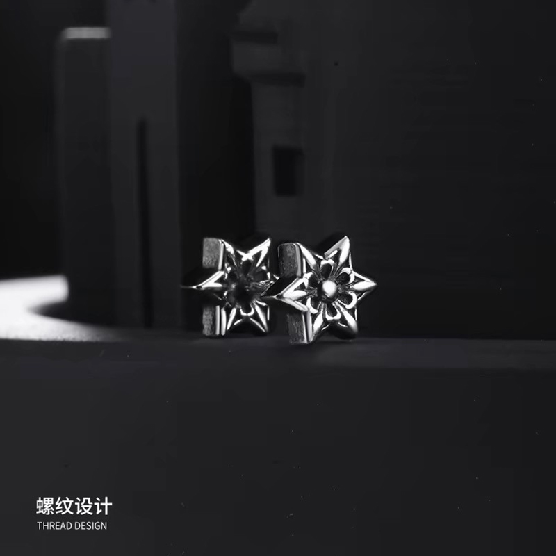 S999纯银耳钉男高级感双头螺丝